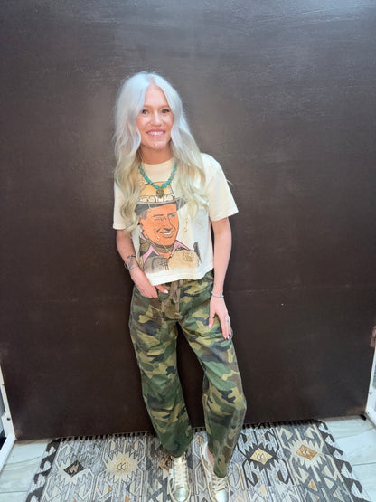 Camo Barrel Cropped Pants