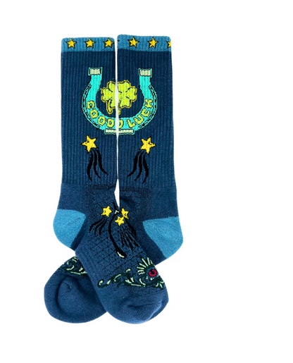 Fringe Lucky Horseshoe Blue Performance Socks