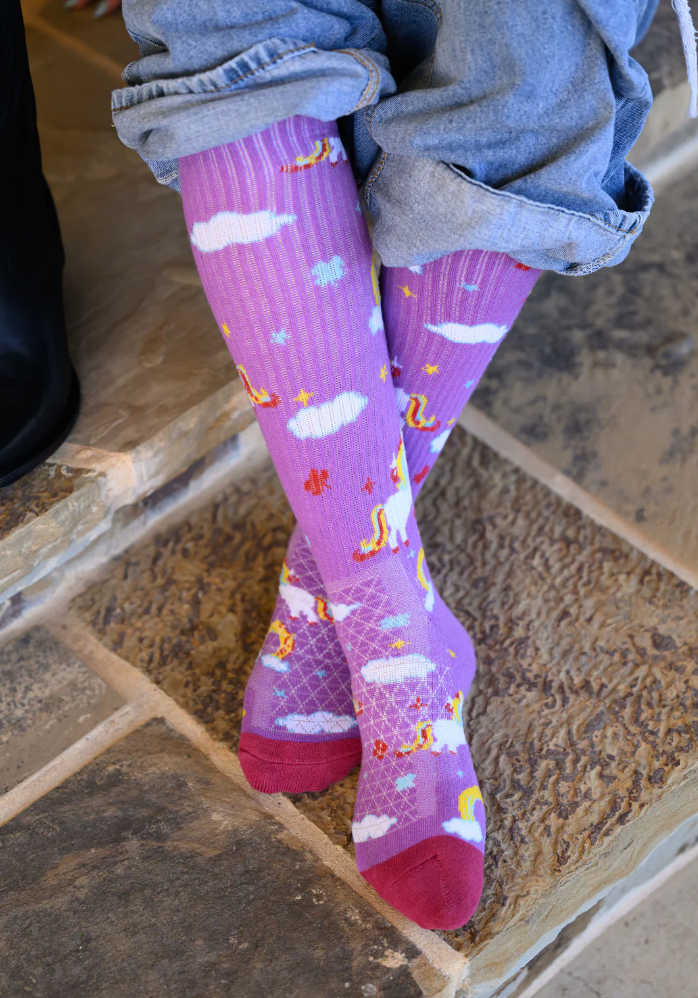 Lucky Unicorns Purple Performance Socks