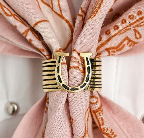 Horseshoe Brass Bandana Slide Ring