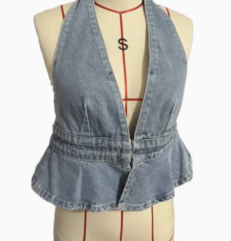 Halterneck Denim Vest