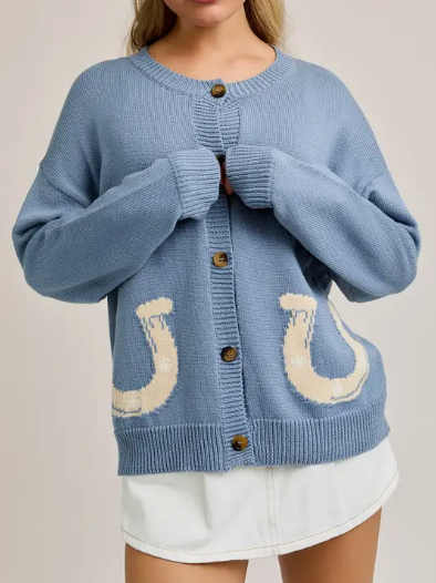 Horseshoe Cardigan - LT Blue