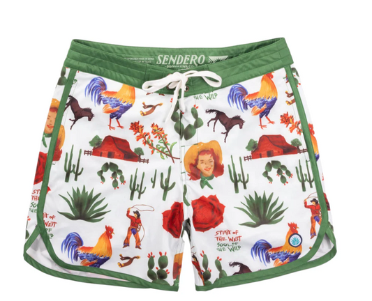 Point Bar Boardshorts - Cowboy Surreal Print