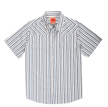 Serape Pearl Snap Short Sleeve -Navy