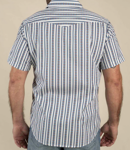 Serape Pearl Snap Short Sleeve -Navy