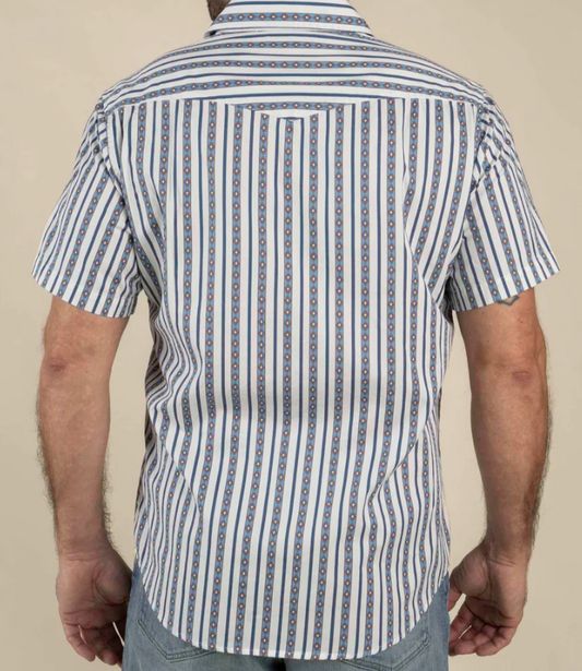 Serape Pearl Snap Short Sleeve -Navy