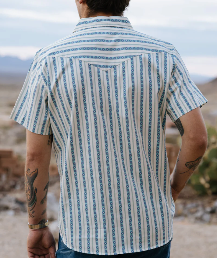 Serape Pearl Snap Short Sleeve -Teal