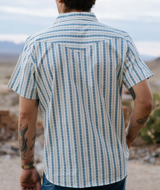 Serape Pearl Snap Short Sleeve -Teal
