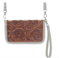 Natural Leather Daisy Tooled Clutch