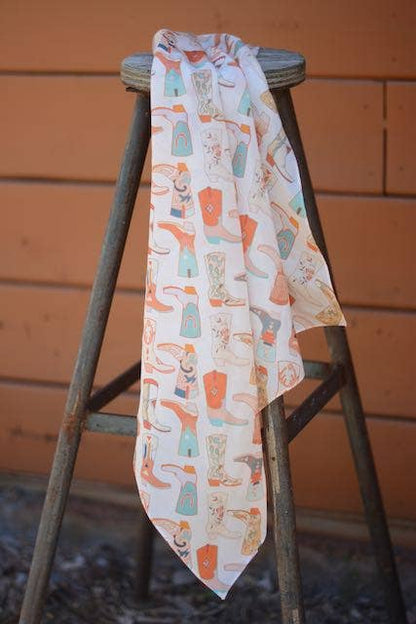 Vibrant Boots: Cowgirl Western Scarf Bandana Silk Wild Rag