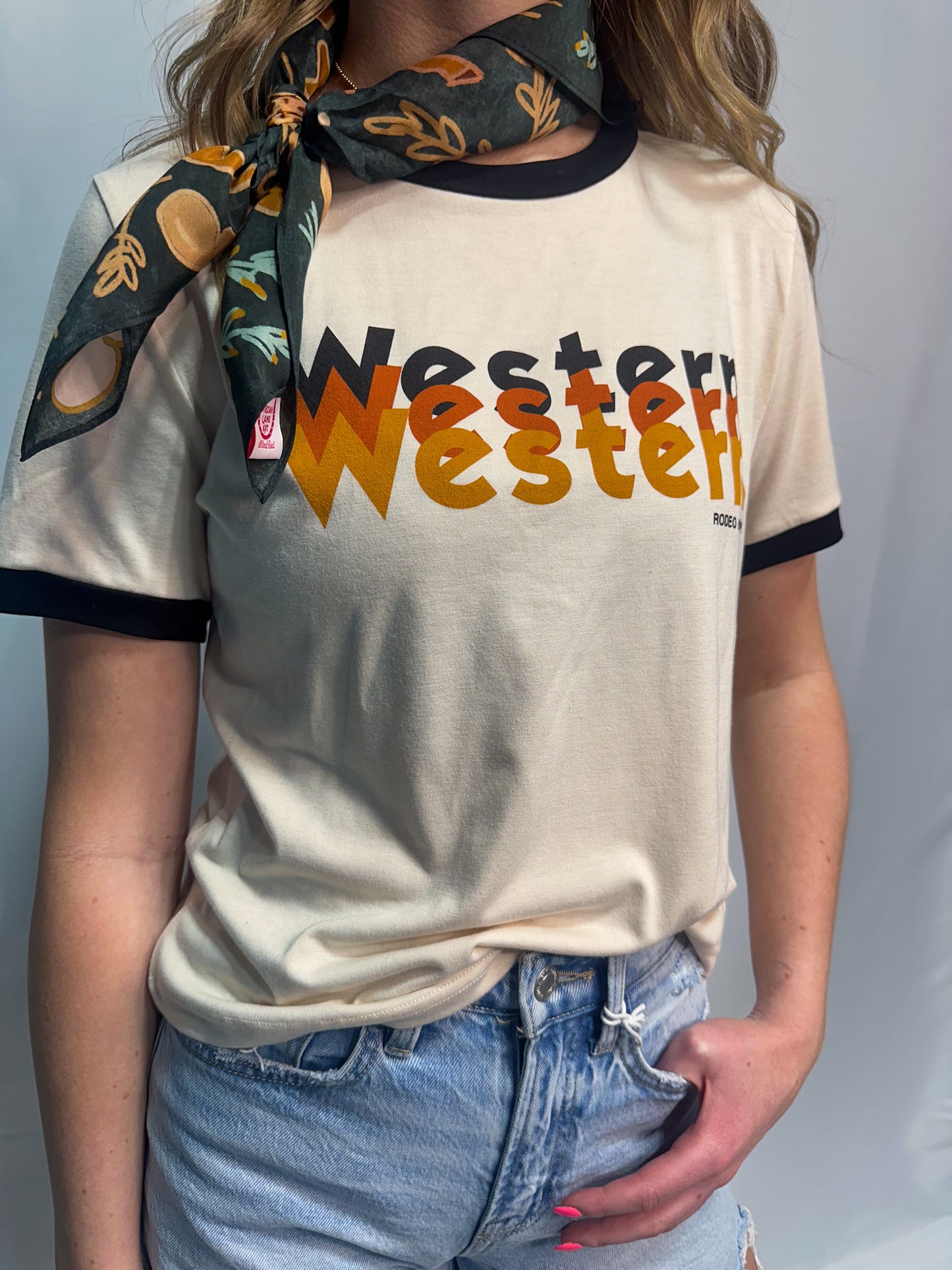 Triple Western Crop Ringer Blk/Natural